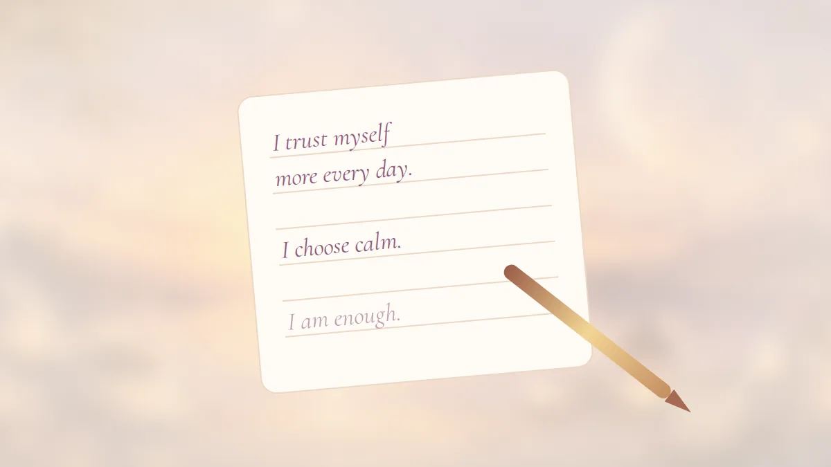 A notebook page with handwritten affirmations